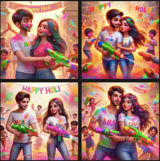Happy-Holi-AI-Image-of-Couple-Paying-with-Colours